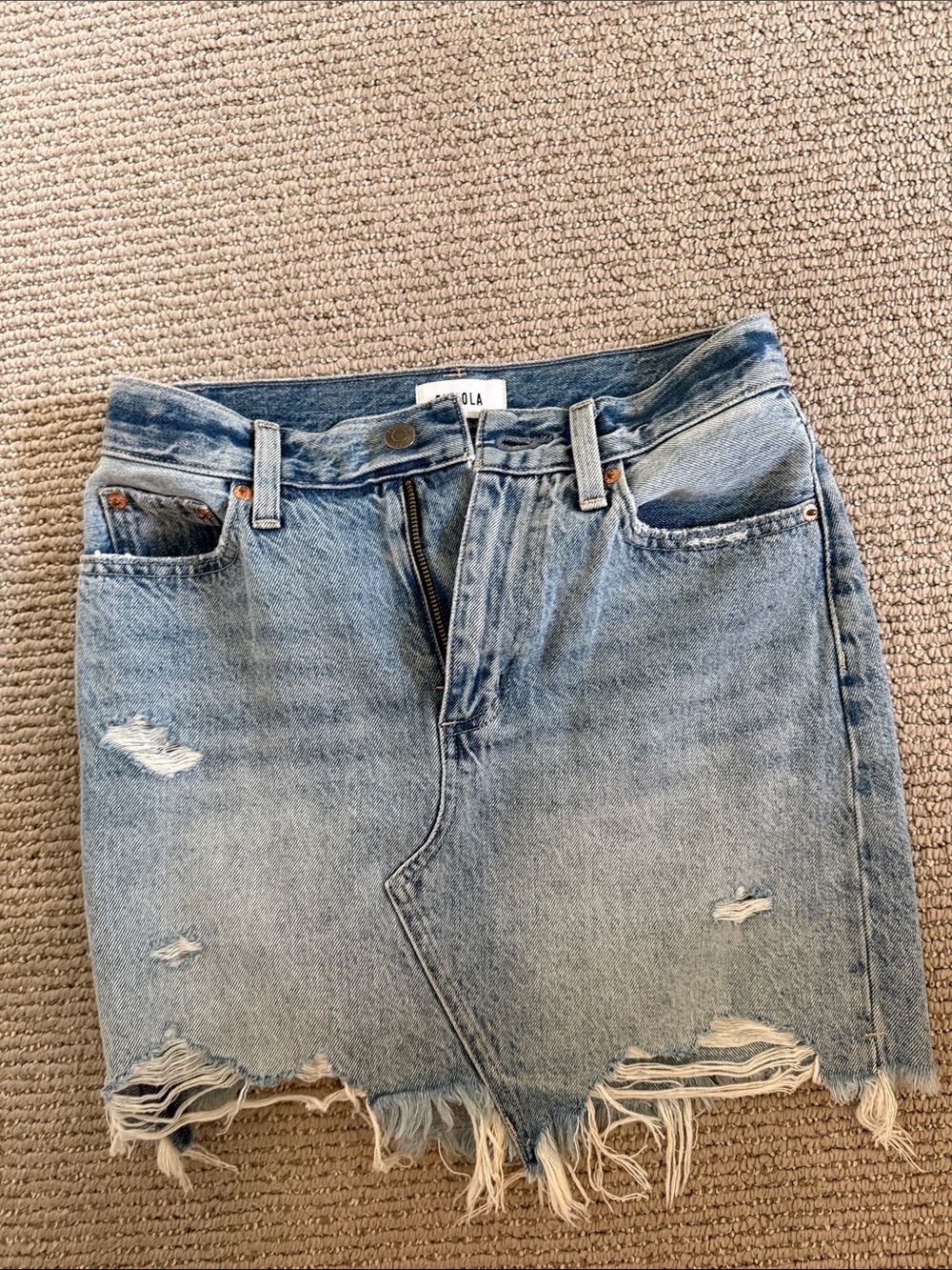 Pistola Light Wash Distressed Denim Mini Skirt - Aritzia Wilfred?